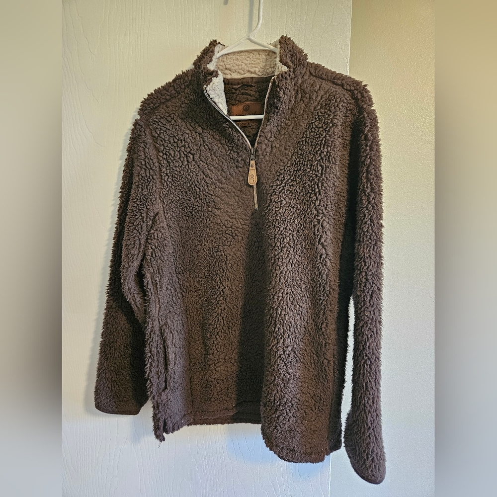 Womens Girlie Girl Cozy Brown Sherpa Quarter Zip Sweater